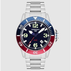 New Torgoen TN-1164 T43 Blue Red Diver Sapphire 44mm Steel Bracelet Watch